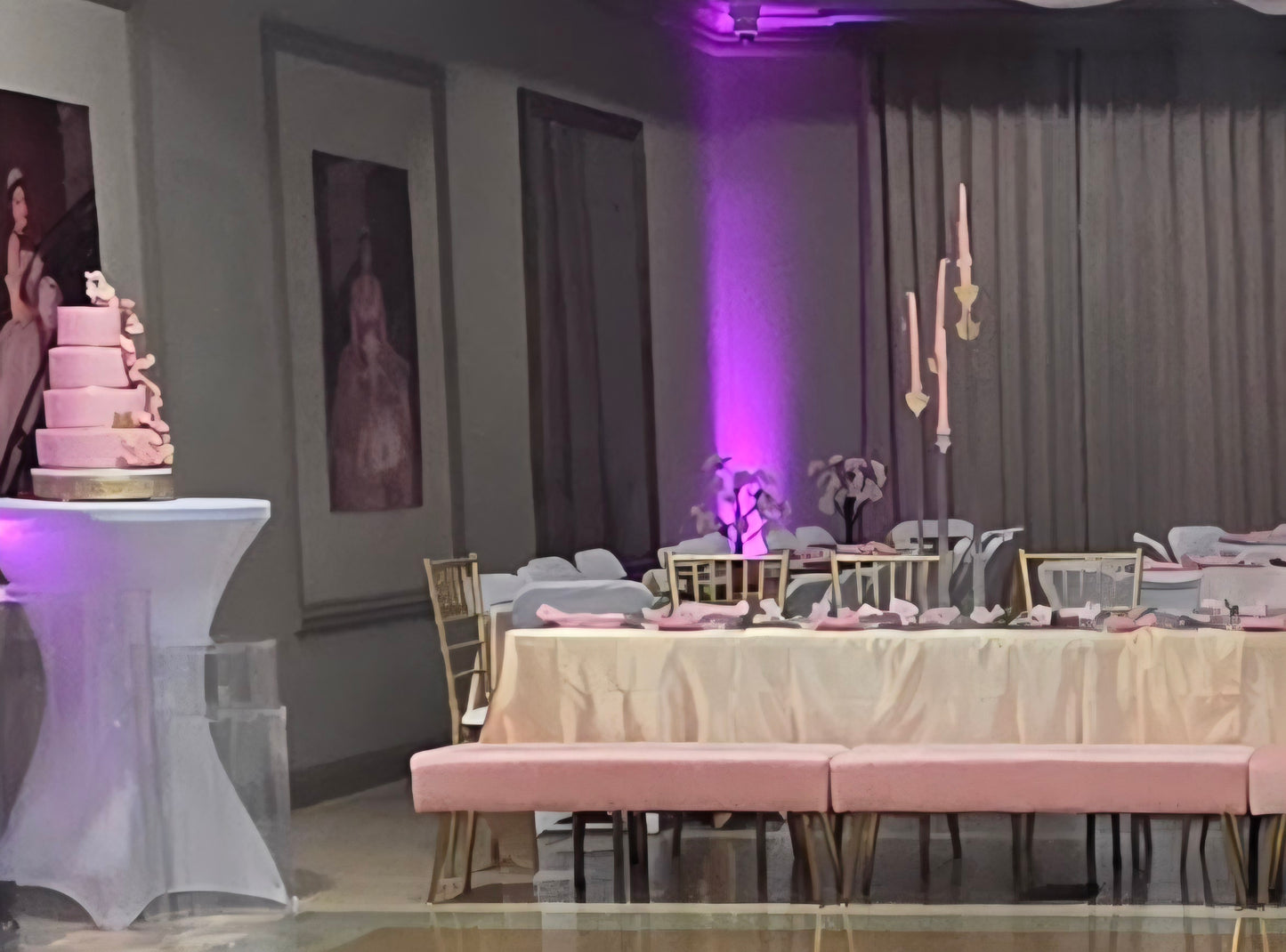 Rental | pink & gold bench