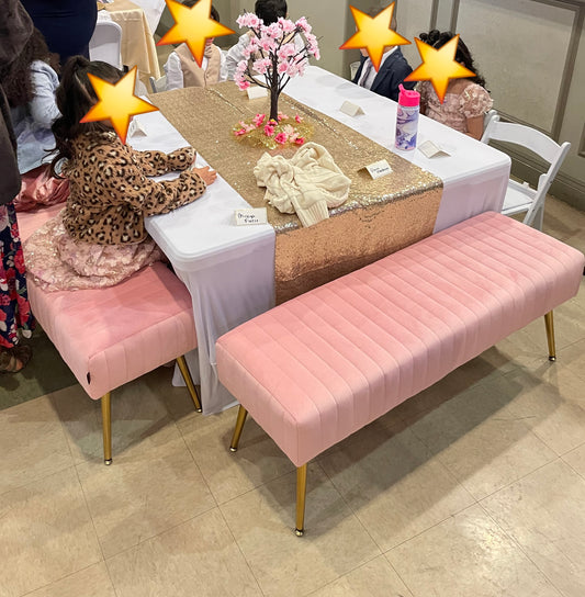 Rental | pink & gold bench