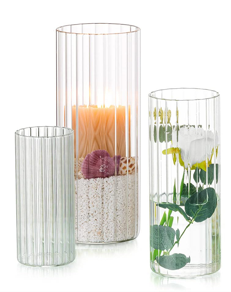 Rental | ribbed vases set of 3 (tall, med, short)