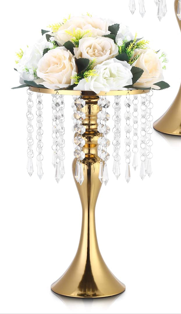 Rental | 13.5' tall shiny gold centerpiece stand