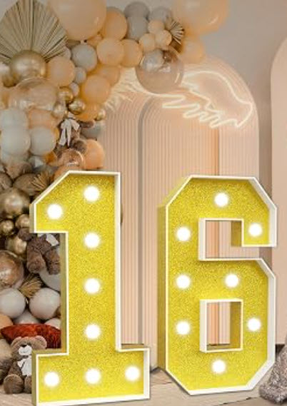 Rental | glitter gold marquee numbers 1 & 5 (3' tall)