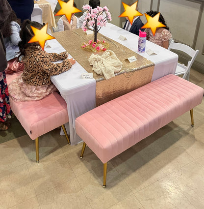 Rental | pink & gold bench