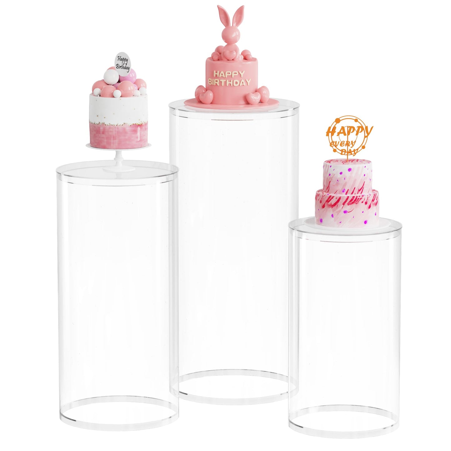 Rental | 3 piece clear column pedestal display set