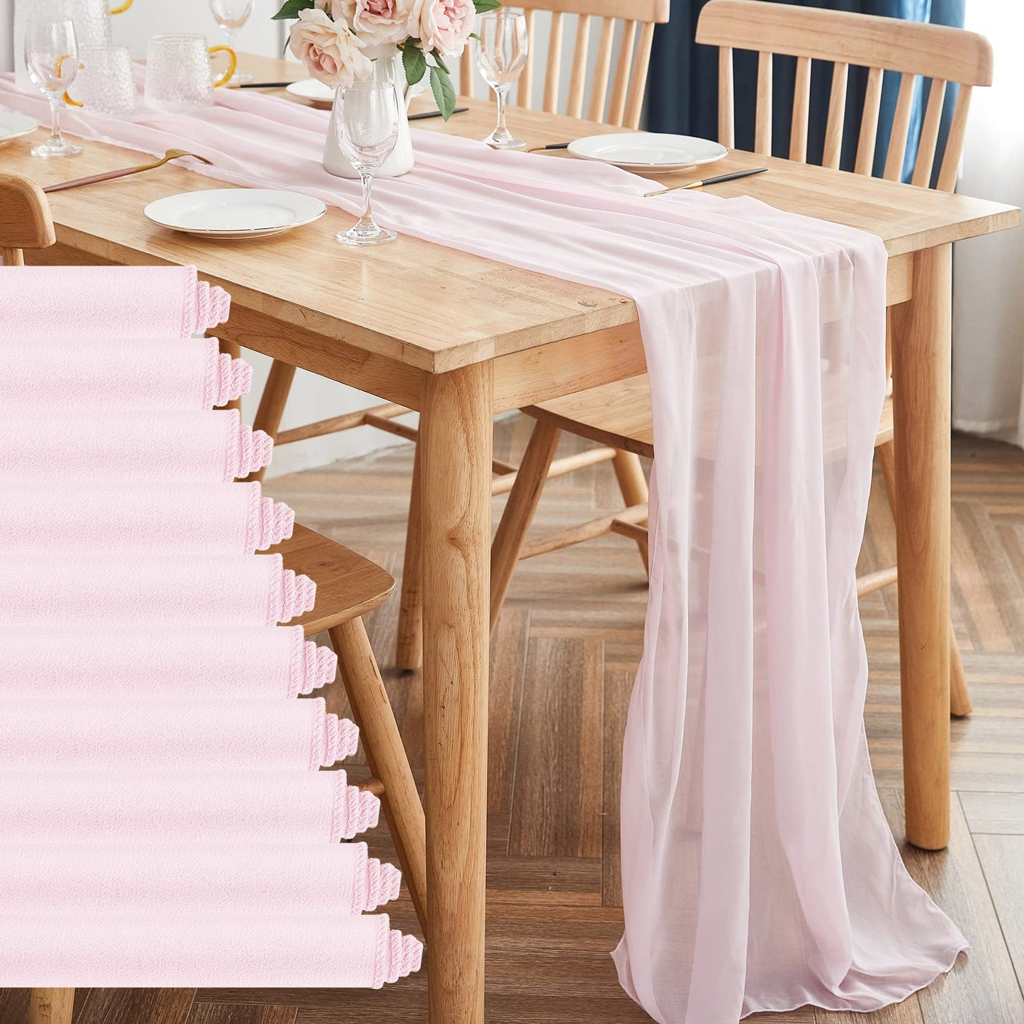 Rental | pink chiffon table runner