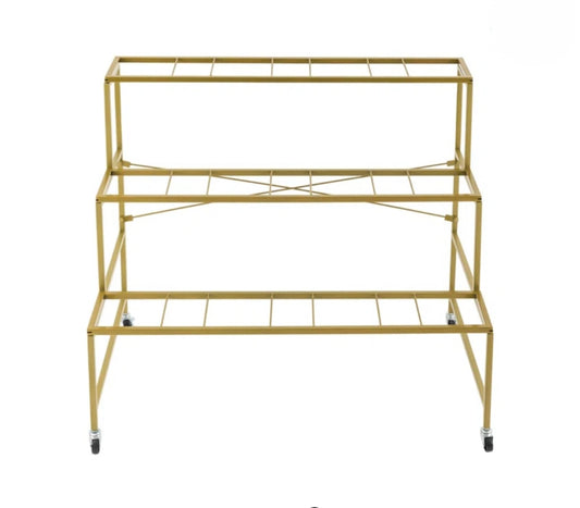 Rental | gold 3 tier flower bucket shelving