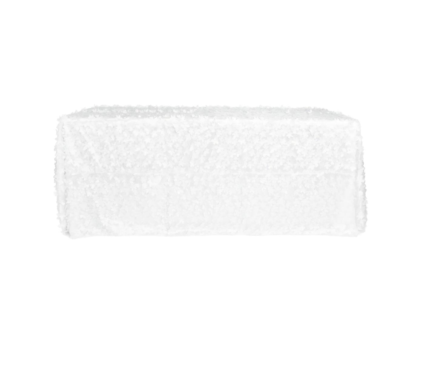 Rental | white tablecloth with 3D taffeta flowers (2 sizes)