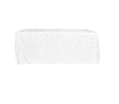 Rental | white tablecloth with 3D taffeta flowers (2 sizes)