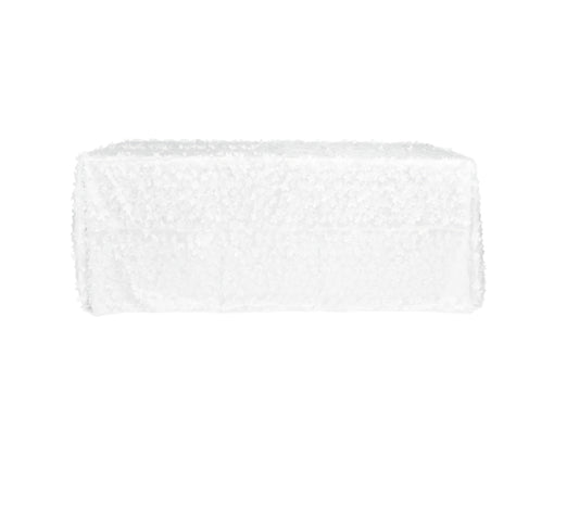 Rental | white tablecloth with 3D taffeta flowers (2 sizes)