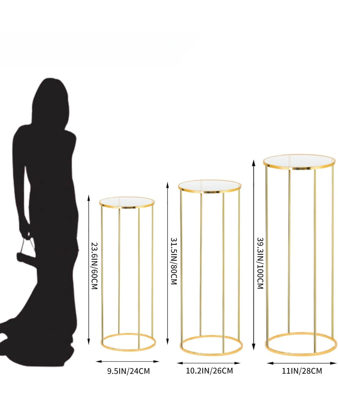 Rental | nesting 3 piece pedestal display table set