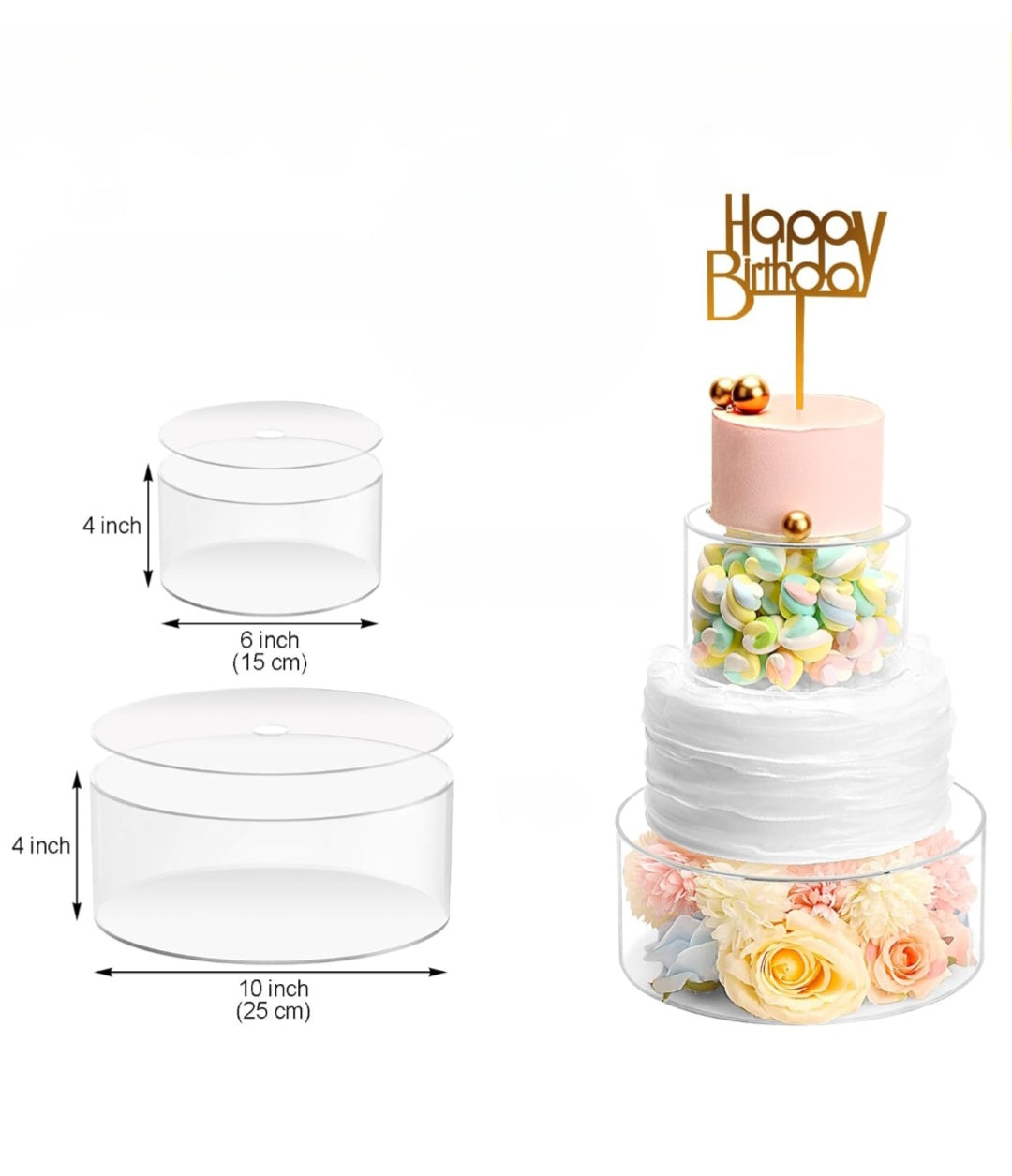 Rental | clear 2 tier fillable cake stand