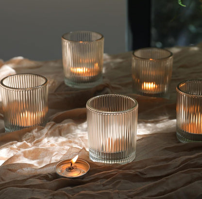 Rental | glass ribbed tealight holder
